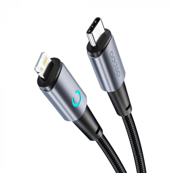 Дата-кабель Deppa Moon Type-C – Lightning, 1.2 м, серый
