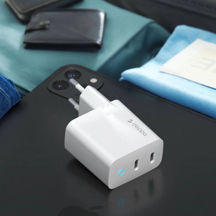 СЗУ Deppa Wall Charger 45W USB-C x 2, белый