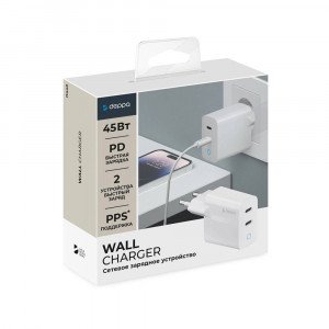 СЗУ Deppa Wall Charger 45W USB-C x 2, белый