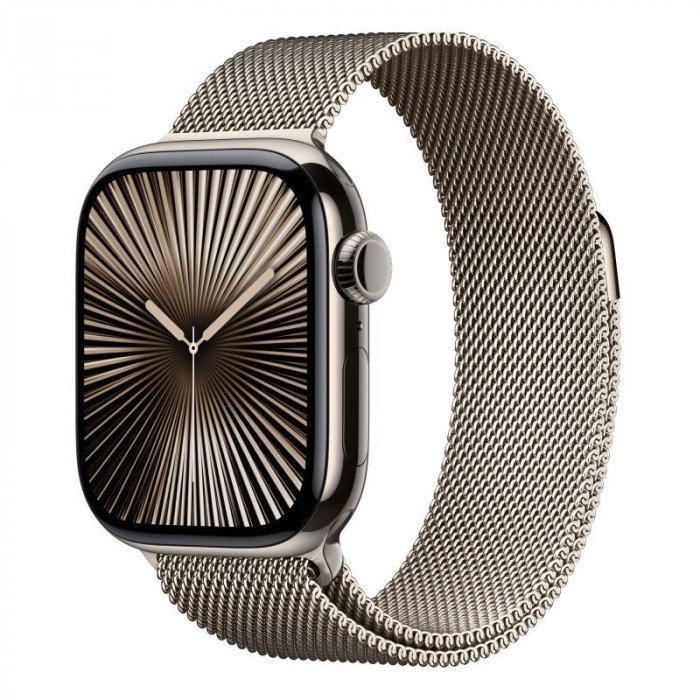 Apple Watch 10 42mm, Titanium Natural, Ремешок Natural Milanese Loop