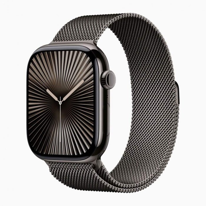 Apple Watch 10 46mm, Titanium Slate, Ремешок Slate Milanese Loop, размер M/L