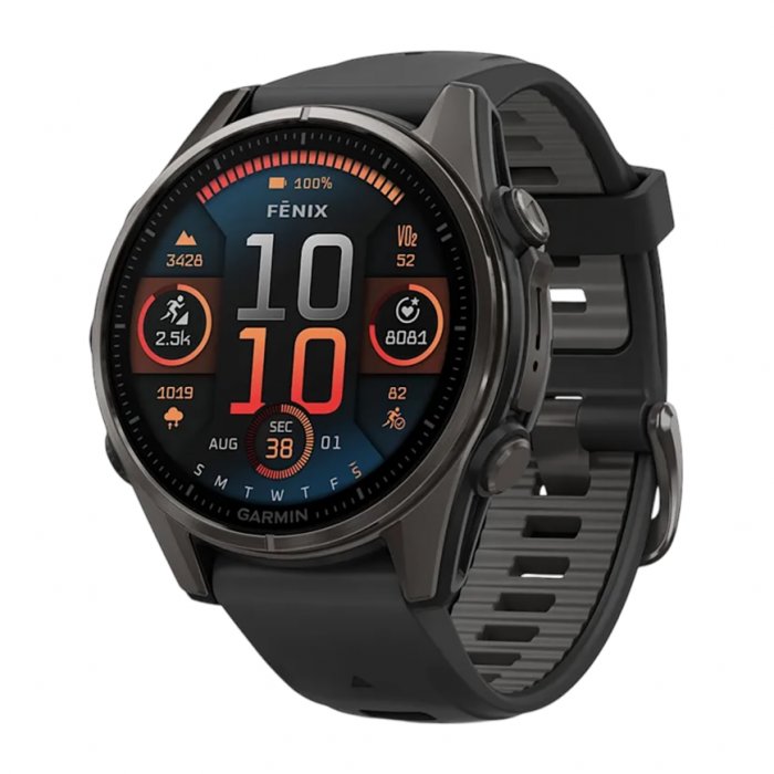 Умные часы Garmin Fenix 8 43mm, Черный, Ремешок серый