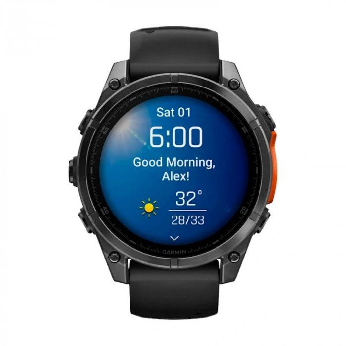 Умные часы Garmin Fenix 8 47mm, Серый, Ремешок черный