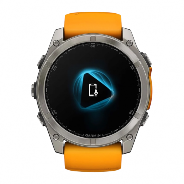 Умные часы Garmin Fenix 8 51mm Sapphire, Титановый серый, Ремешок оранжево-графитовый