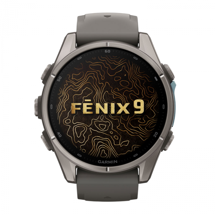 Умные часы Garmin Fenix 9 43mm, Титановый, Ремешок пепельно-серый
