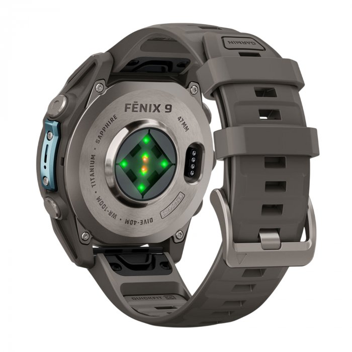 Умные часы Garmin Fenix 9 47mm, Титановый, Ремешок пепельно-серый