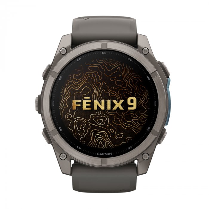 Умные часы Garmin Fenix 9 47mm, Титановый, Ремешок пепельно-серый