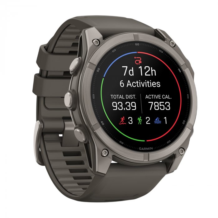 Умные часы Garmin Fenix 9 47mm, Титановый, Ремешок пепельно-серый