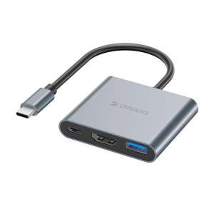 Адаптер-переходник Deppa для MacBook 3в1 USB-C, серый